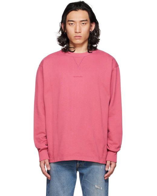 Acne Pink Stamp Sweatshirt for men