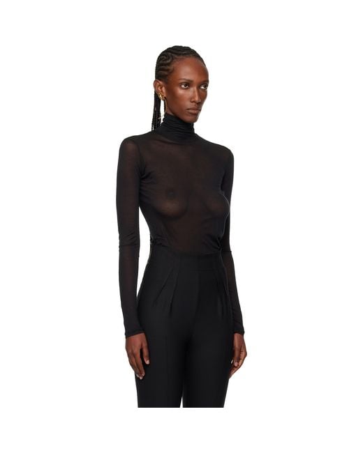 Mugler Black Turtleneck Top