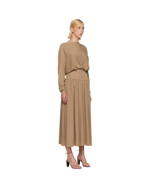 Totême  Natural Tan Boatneck Jersey Maxi Dress