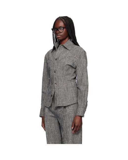 Bottega Veneta Black Melange Viscose & Silk Shirt