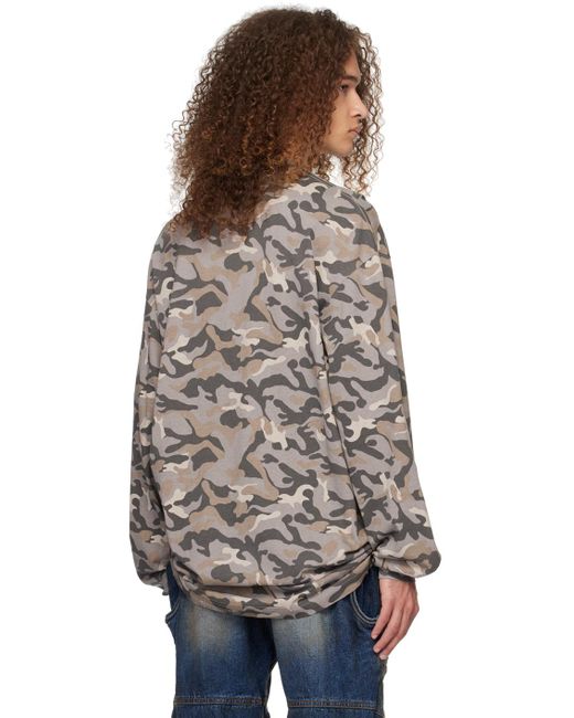 we11done Brown Gray Camo Long Sleeve T-shirt for men