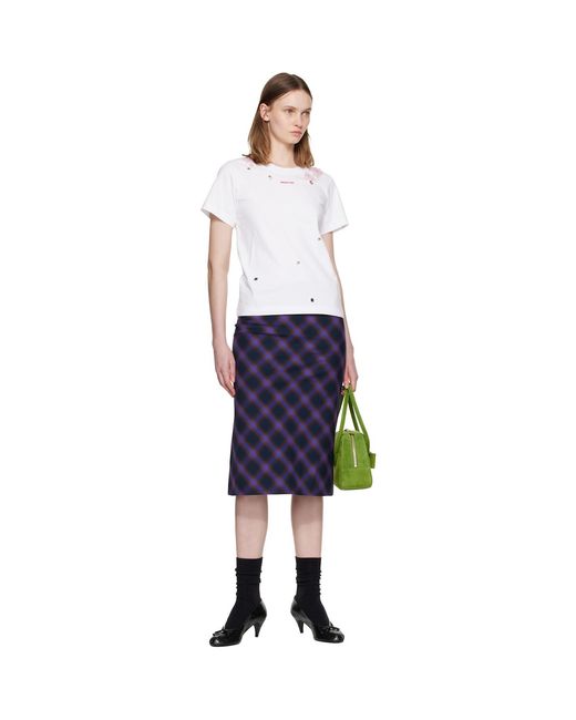 ShuShu/Tong White Grommet Embroidered Floral T-Shirt