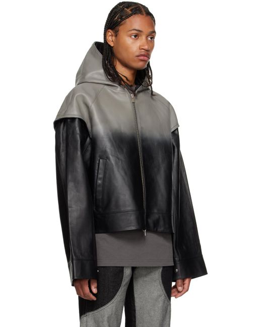 HELIOT EMIL Black Bind Leather Jacket for men