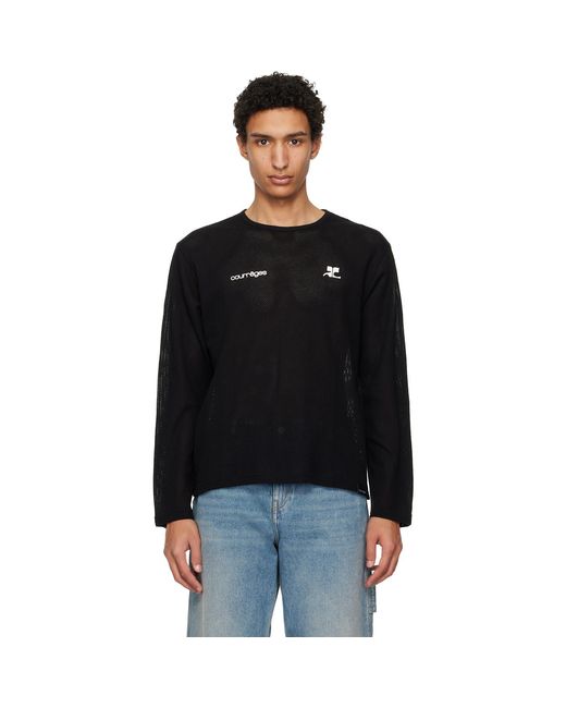 Courreges Black Printed Mesh T-Shirt for men