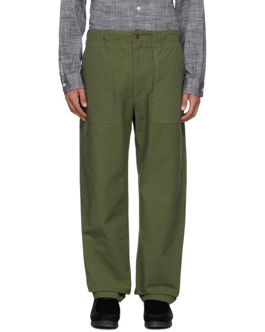 Engineered Garments Green Khaki Drawstring Trousers for men