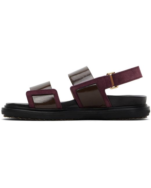 Marni Black Burgundy Fussbett Sandals
