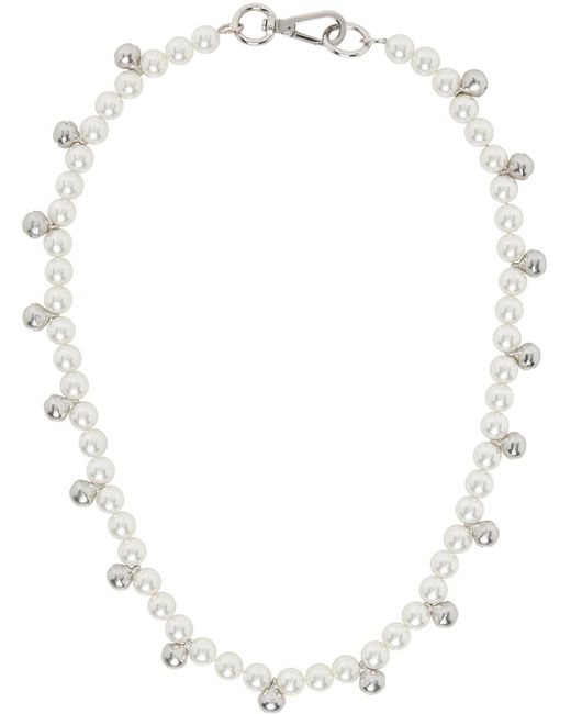 Simone Rocha White Bell Charm & Necklace for men