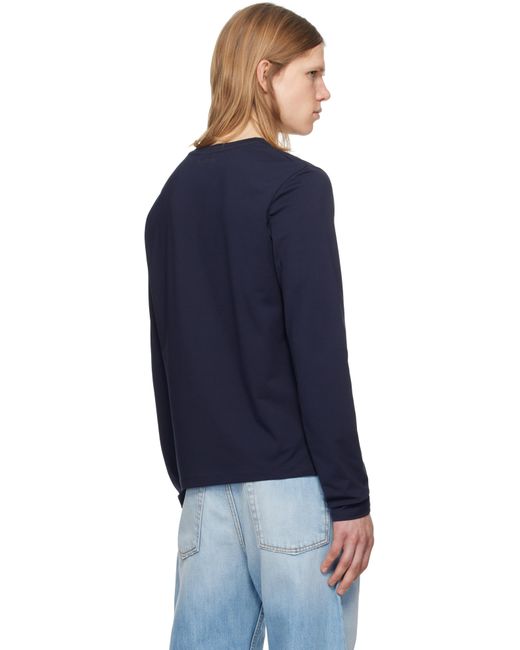 メンズ Acne ネイビー レギュラーフィット 長袖Tシャツ Blue