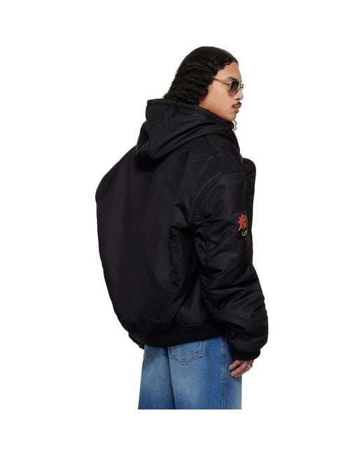 Lu'u Dan Black Distorted Ma1 Bomber Jacket for men