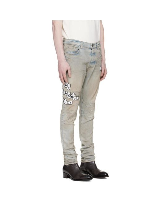 Amiri White Domino Appliqué Skinny Jeans for men