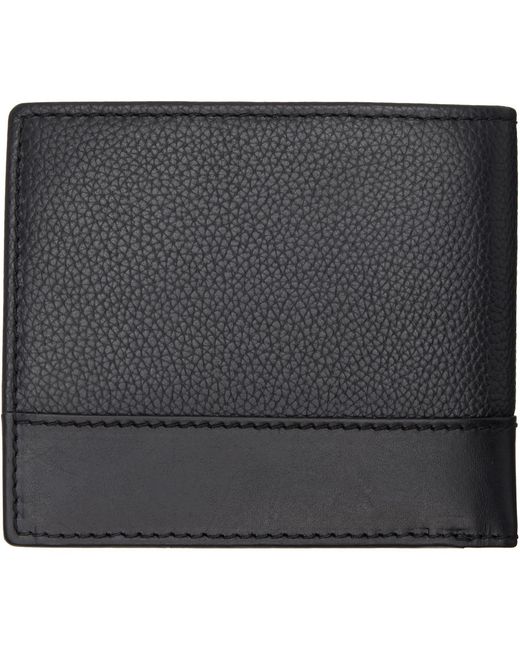 HUGO Black Stacked-Logo Trim Wallet for men
