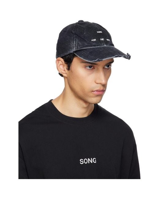 Song For The Mute Black Overdyed Denim Cap for men