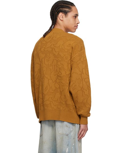 A Bathing Ape Orange Solid Camo Jacquard One Point Cardigan for men