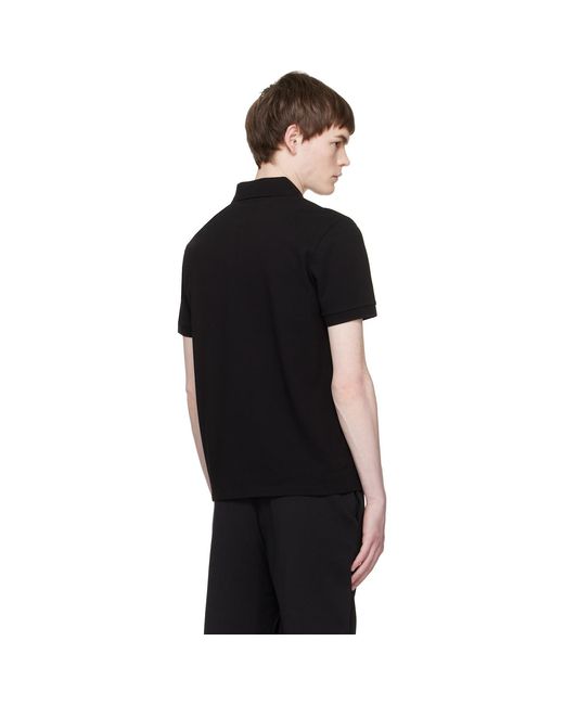 Moncler Black Logo Cotton Piquet Half Zip Polo for men