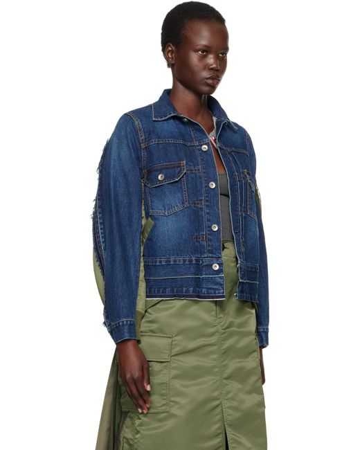 Sacai ブルー ナイロンツイル デニムジャケット Blue