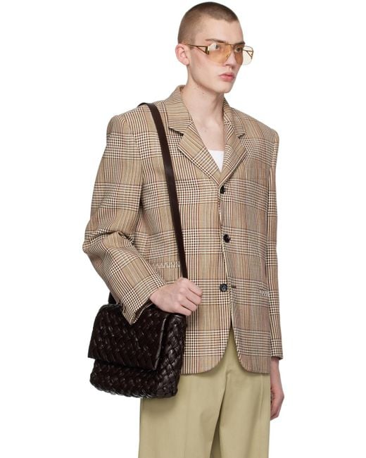 メンズ Bottega Veneta ブラウン チェック テーラードジャケット Natural