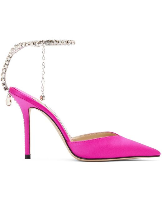 Jimmy Choo Satin Saeda 100 Heels in Pink | Lyst