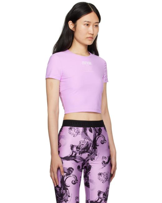 T-shirt mauve à logo et texte imprimés Versace en coloris Purple