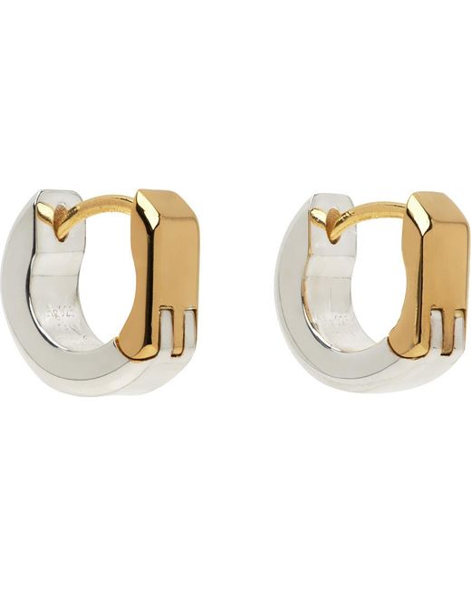 Bottega Veneta Black Gold & Silver Hinge Earrings for men