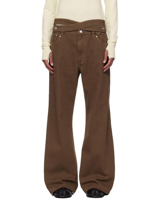 NULLUS Brown Whale Fin Snap-On Jeans for men