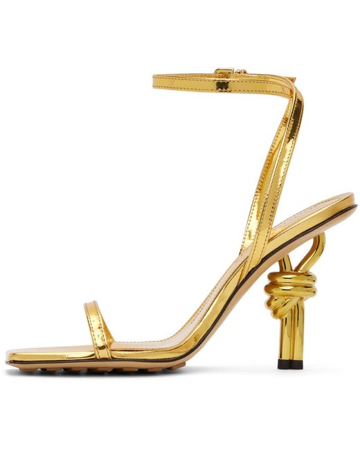 Bottega Veneta Metallic Gold Knot Sandals