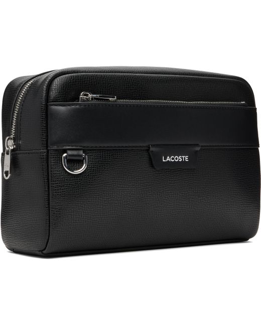 メンズ Lacoste ブラック Ossian レザー トラベルポーチ Black