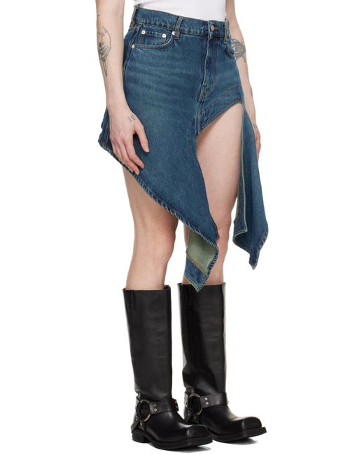 Y. Project Blue Cutout Denim Miniskirt