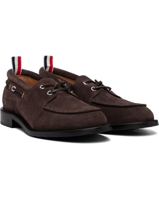 Thom Browne Brown Thom E Calf Suede Boat Shoes for men