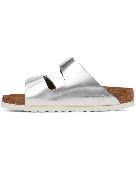 Birkenstock Black Silver Narrow Arizona Soft Footbed Sandals