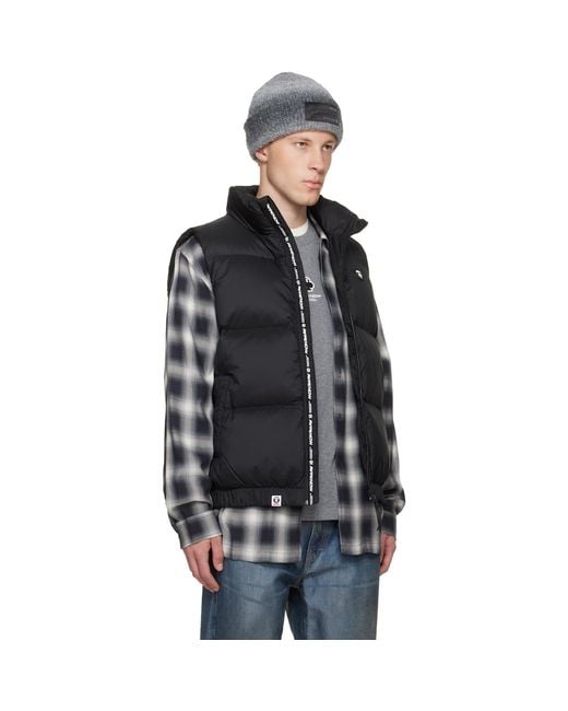Aape By A Bathing Ape Black 'Aapenow' Moonface Down Vest for men