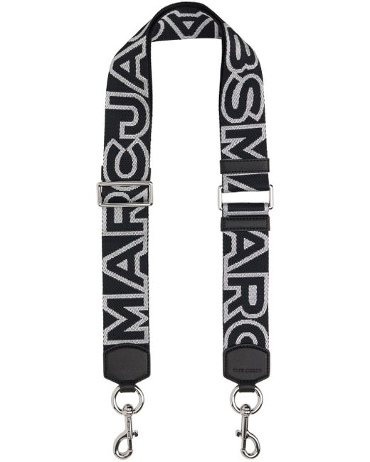 Marc Jacobs Black & Silver 'the Outline Logo Webbing' Shoulder Strap