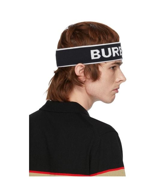 Burberry Black And White Branded Headband for Men | Lyst