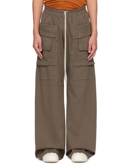 Rick Owens Brown Gray Creatch Wide Cargo Pants for men