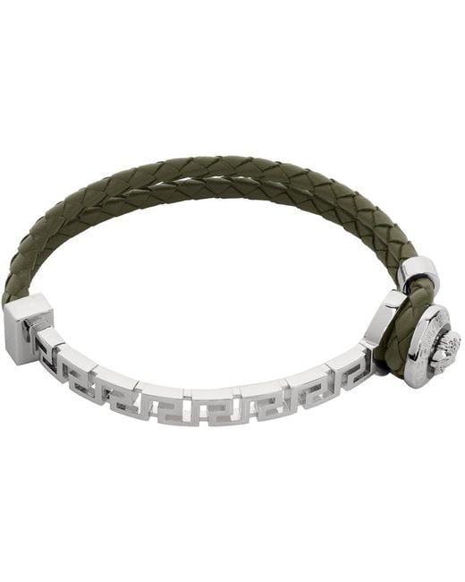 Versace Black Green Greca Bracelet for men