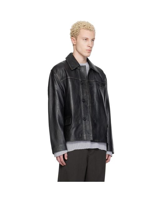 Hope Black Boxy Leather Jacket for men
