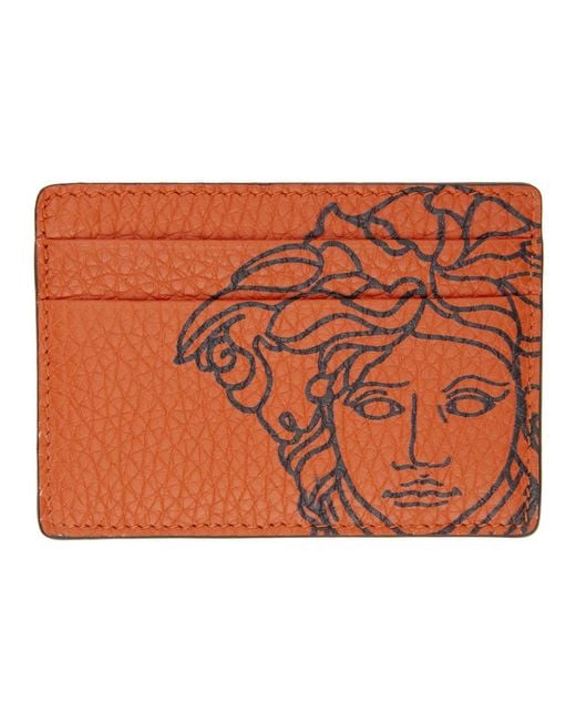 Versace Orange Pop Medusa Card Holder for men