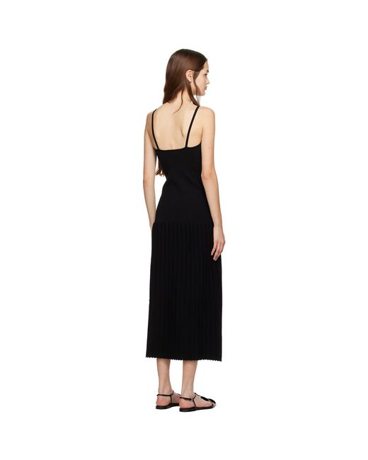 Wynn Hamlyn Black Accordion Slip Maxi Dress
