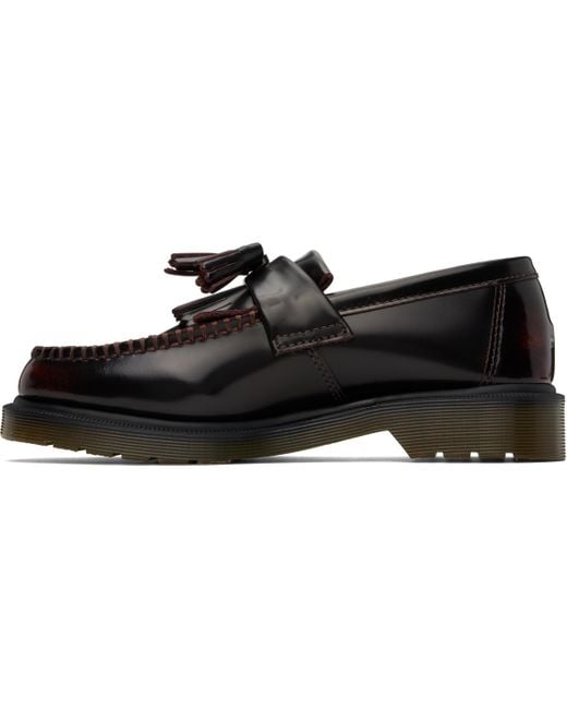 Dr. Martens Black Burgundy Adrian Arcadia Leather Tassel Loafers for men
