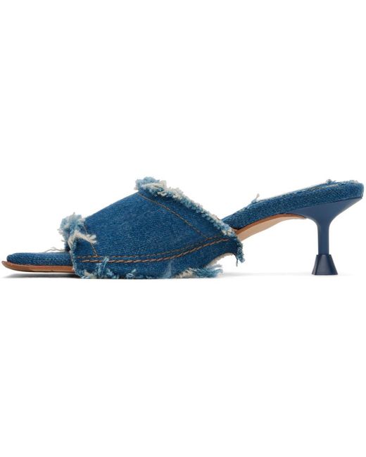 Sandales à petit talon betina bleues en denim Miista en coloris Black
