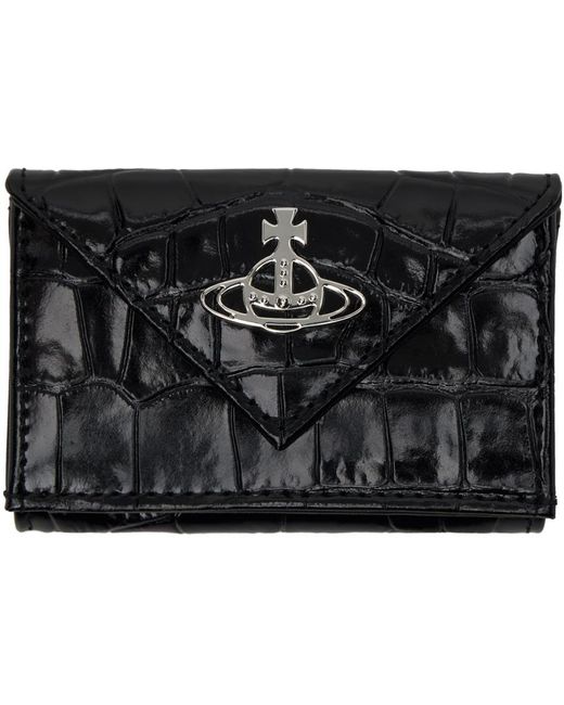 Portefeuille enveloppe noir gaufré façon croco Vivienne Westwood pour homme en coloris Black