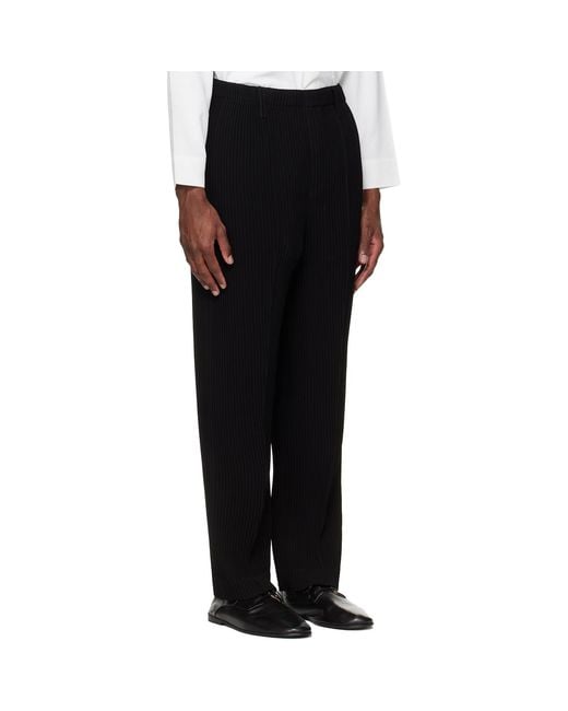 Homme Plissé Issey Miyake Black Tuxedo Pleats Trousers for men