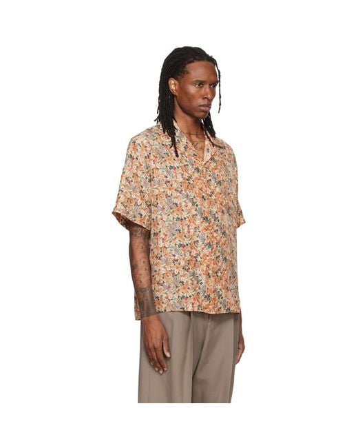 Valentino Brown Floral Silk Bowling Shirt for men