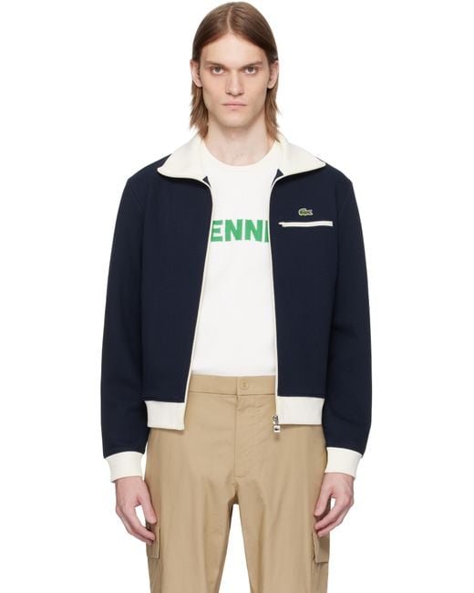 Lacoste Blue Regular Fit Zip-Up Paris Sweatshirt for men