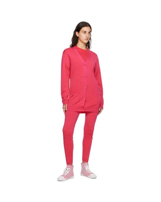 Moschino Red Pink Y-neck Cardigan