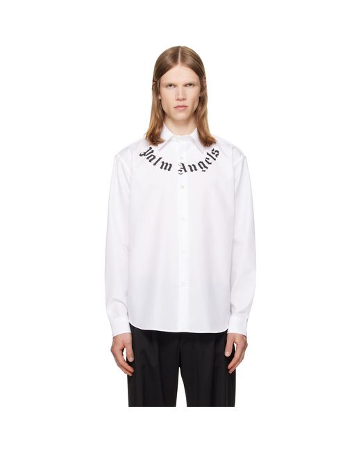 Palm Angels White Neck Logo Shirt for men