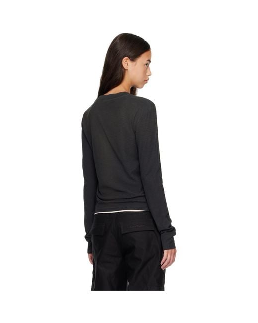 Acne Black Distressed Logo Long Sleeve T-Shirt