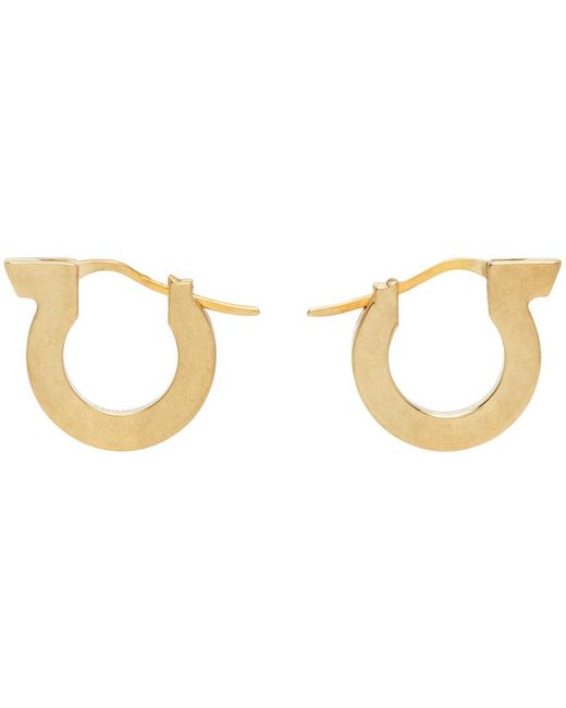 Ferragamo Black Gold Brass Hoop Earrings