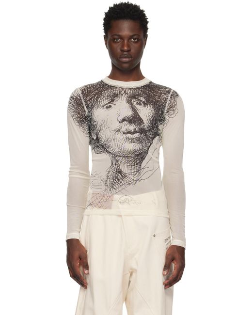 J.W. Anderson Black Off-white Sheer Long Sleeve T-shirt for men