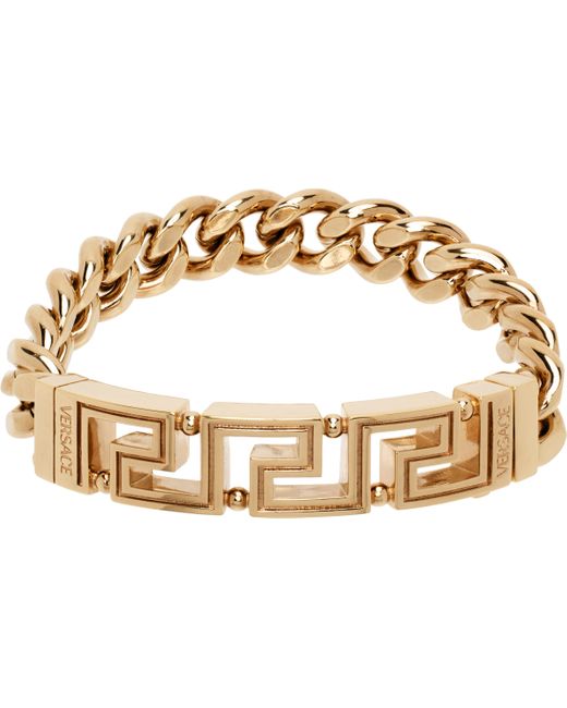 メンズ Versace ゴールド グレカ チェーンブレスレット Metallic