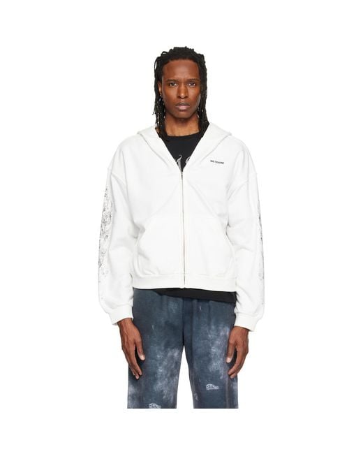 we11done White Lace Zip-Up Hoodie for men